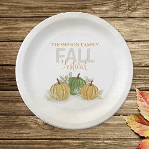 Pumpkin Watercolor Elegant Gourd Fall Festival Paper Plate