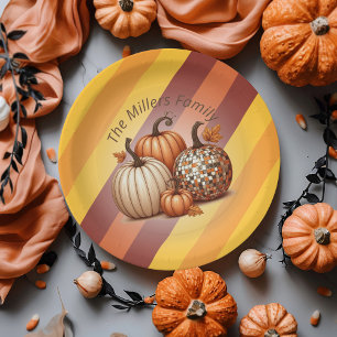 Pumpkin Watercolor Elegant personalised pattern Paper Plate