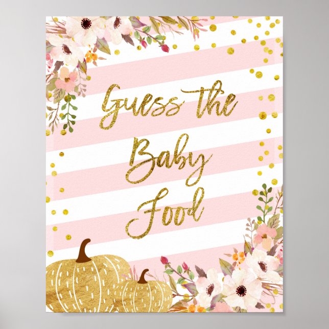Pumpkin Watercolor Guess the Baby Food Sign (Front)