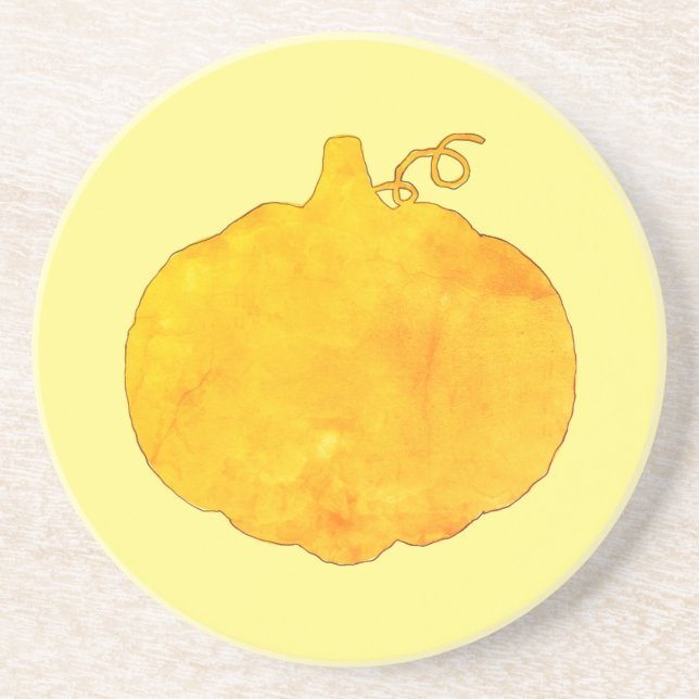 Pumpkin Watercolor Painting Coaster (Front)