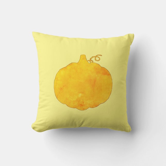 Pumpkin Watercolor Painting Cushion (Front)