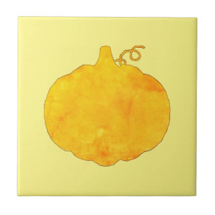 Pumpkin Watercolor Painting Tile