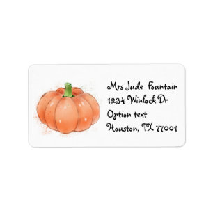 Pumpkin watercolor Return Address Mailing Label