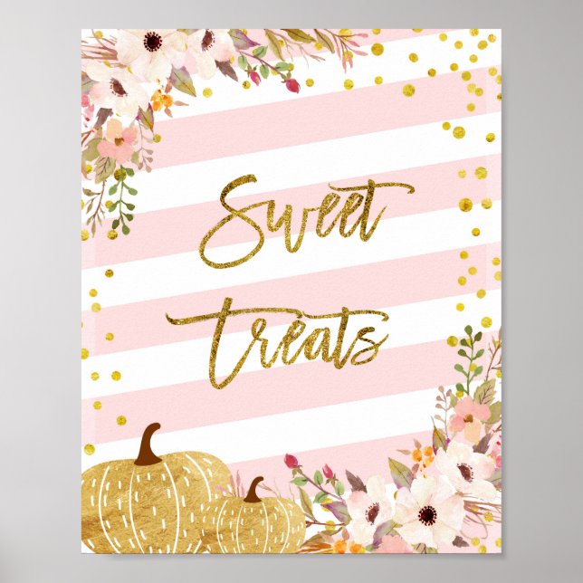 Pumpkin watercolor Sweet Treats sign (Front)