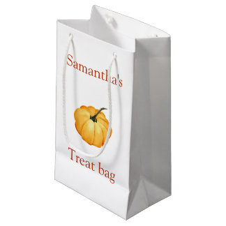 Pumpkin watercolor with name small gift bag