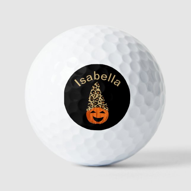 Pumpkin Wearing A Leopard Hat Golf Balls (Front)