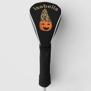 Pumpkin Wearing A Leopard Hat Golf Head Cover