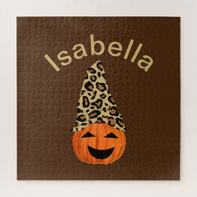 Pumpkin Wearing A Leopard Hat Jigsaw Puzzle (Vertical)