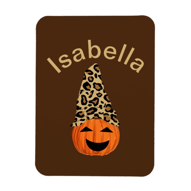 Pumpkin Wearing A Leopard Hat Magnet (Vertical)