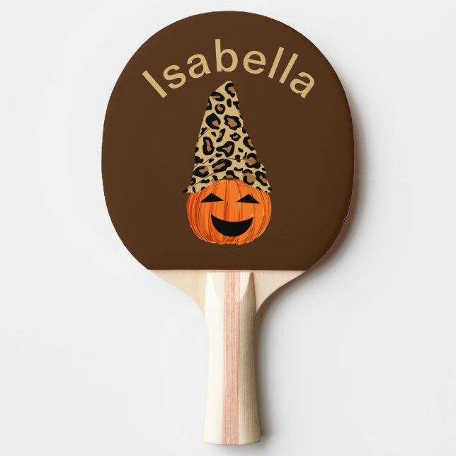 Pumpkin Wearing A Leopard Hat Ping Pong Paddle (Front)