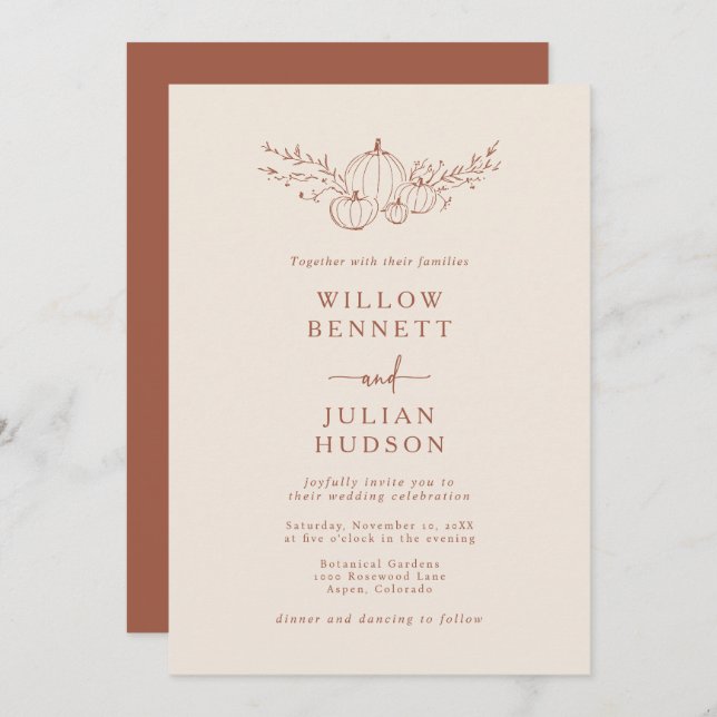 Pumpkin Wedding Invitation (Front/Back)