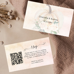Pumpkin wedding response website QR code RSVP Enclosure Card
