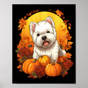 Pumpkin Westie Dog Halloween Thanksgiving Poster