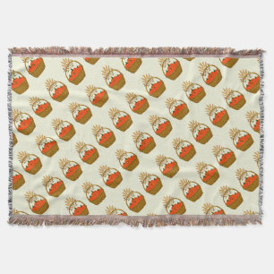 🍂 **Pumpkin & Wheat Woven Blanket** Throw Blanket