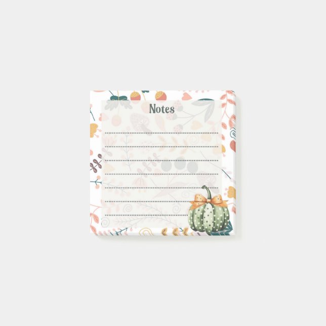 Pumpkin Whimsy – Autumn Post-it Notes (Front)