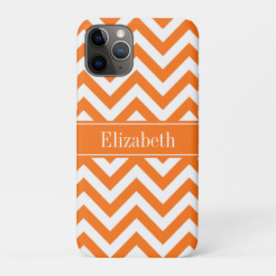 Pumpkin White Chevron, Pumpkin Name Monogram iPhone 11 Pro Case