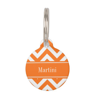 Pumpkin White Chevron, Pumpkin Name Monogram Pet Tag