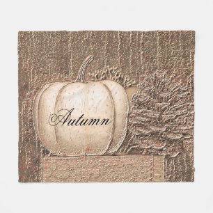 Pumpkin White Gold Metallic Elegant Fall Country Fleece Blanket