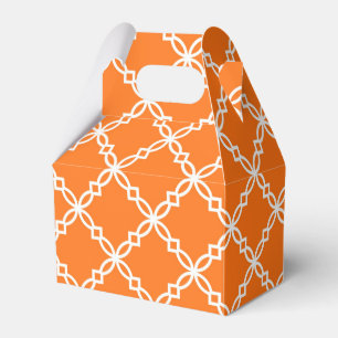 Pumpkin White Large Fancy Quatrefoil Pattern Favour Box