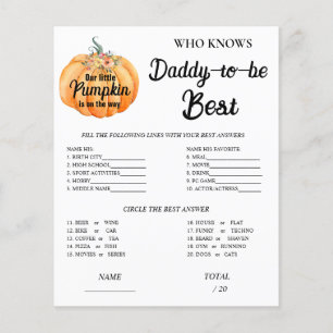 Pumpkin Who knows Daddy Baby Shower Game