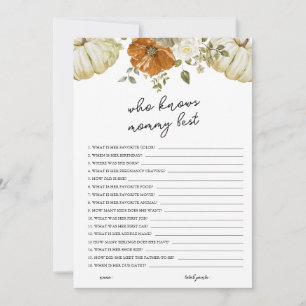 Pumpkin Who Knows Mommy Best Baby Shower Card