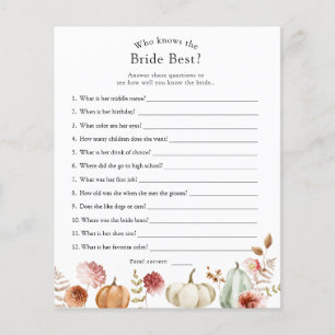 Pumpkin Who Knows the Bride Best Bridal Game