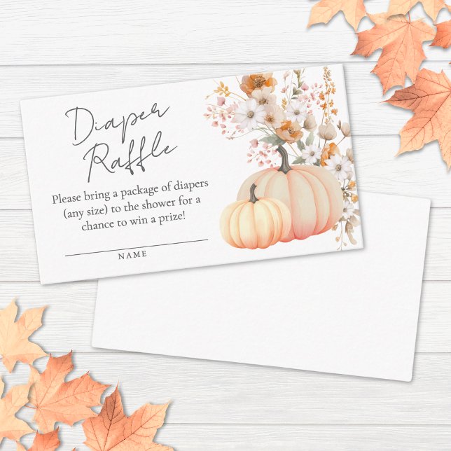 Pumpkin Wildflower Baby Shower Diaper Raffle Enclosure Card (Pumpkin Wildflower Baby Shower Diaper Raffle Enclosure Card)