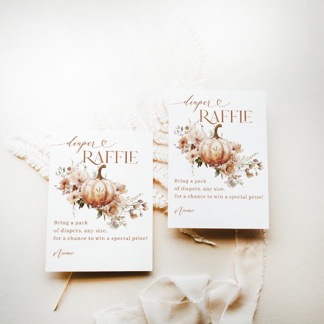 Pumpkin WildFlower Boho Fall Baby Shower diaper Enclosure Card (Creator Uploaded)