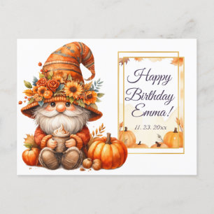 Pumpkin Wildflower Fall Watercolor Birthday Invitation Postcard