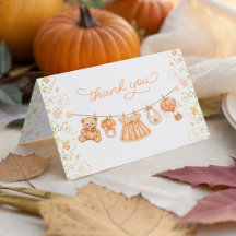Pumpkin Wildflowers Baby Shower Thank You Cards