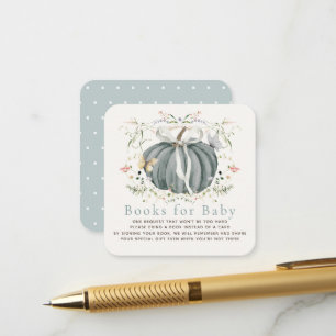 Pumpkin Wildflowers Blue Baby Shower Book Request Enclosure Card
