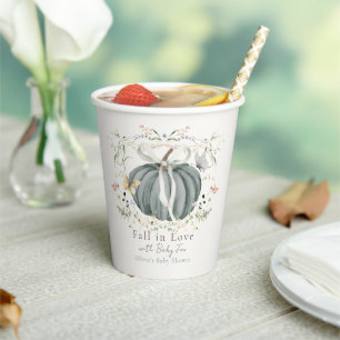Pumpkin Wildflowers Butterflies Boy Baby Shower Paper Cups