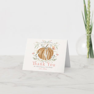 Pumpkin Wildflowers Butterflies Girl Baby Shower Thank You Card
