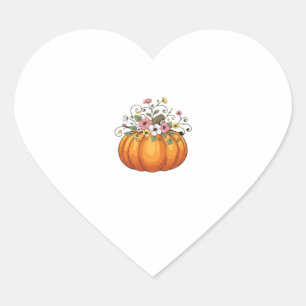 Pumpkin Wildflowers Fall Autumn Classic T-Shirt.pn Heart Sticker