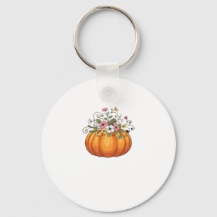 Pumpkin Wildflowers Fall Autumn Classic T-Shirt.pn Key Ring