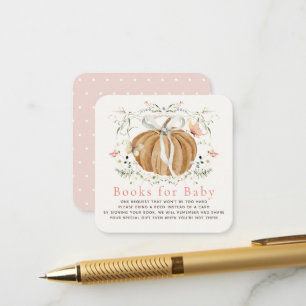 Pumpkin Wildflowers Pink Baby Shower Book Request Enclosure Card