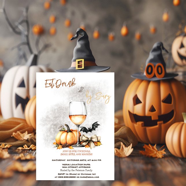 Pumpkin Wine Costumes & Cocktail Halloween Invitation (Creator Uploaded)