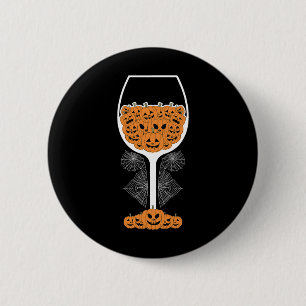 Pumpkin Wine Gl Spider Web Costume Easy Halloween 6 Cm Round Badge