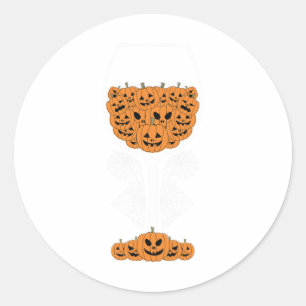 Pumpkin Wine Gl Spider Web Costume Easy Halloween  Classic Round Sticker