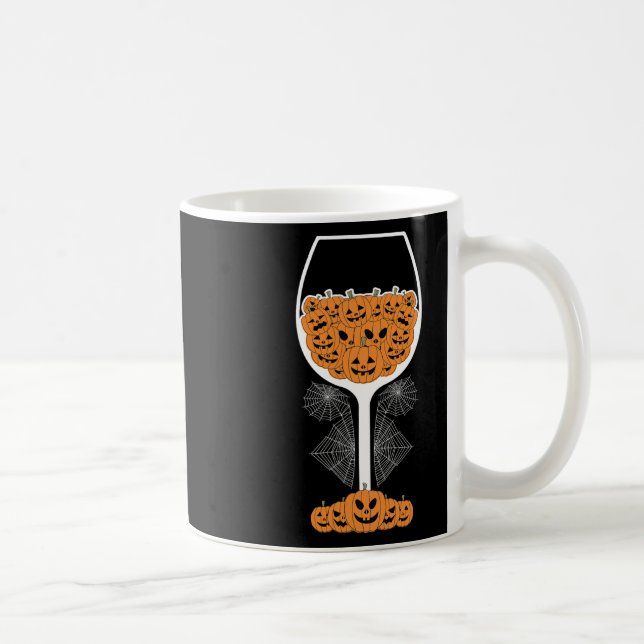 Pumpkin Wine Gl Spider Web Costume Easy Halloween  Coffee Mug (Right)
