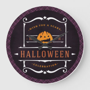 Pumpkin Wish You a Scary Halloween Large Clock