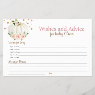 Pumpkin Wishes and Advice Baby Shower Game Flyer