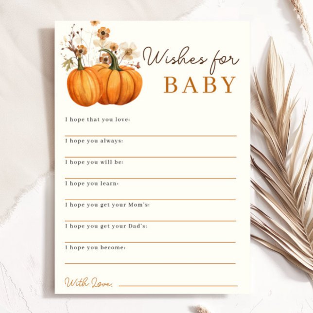 Pumpkin Wishes for Baby Baby Shower Advice Card (Creator Uploaded)