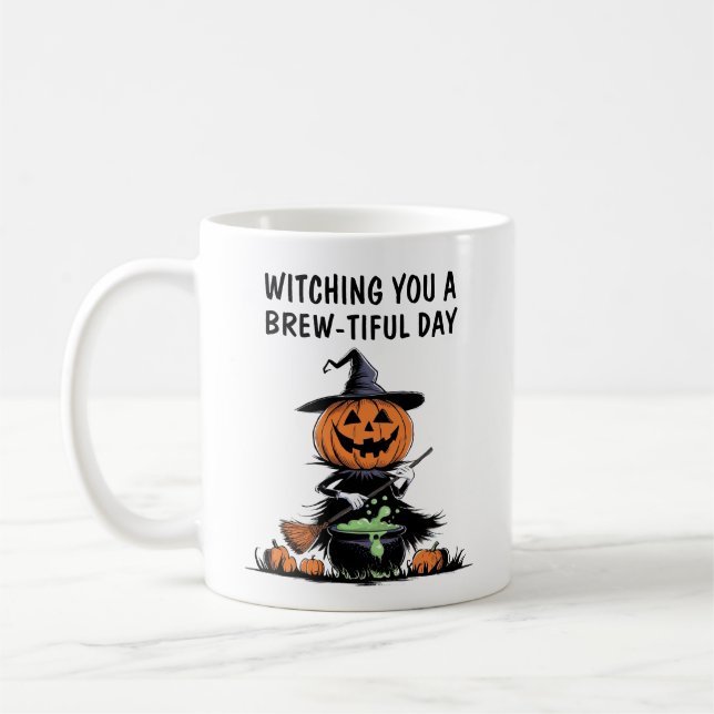 Pumpkin Witch Coffee Mug (Left)
