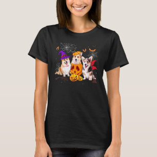 Pumpkin Witch Corgi Matching Dog Halloween T-Shirt