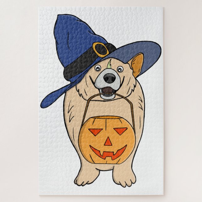 Pumpkin Witch Dog Jigsaw Puzzle (Vertical)