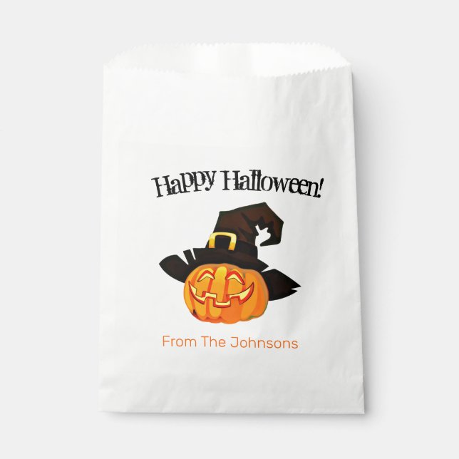 Pumpkin Witch Halloween Paper Party Favour Bag (Front)