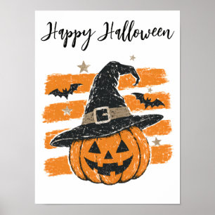 Pumpkin Witch Halloween Trick or Treat Poster