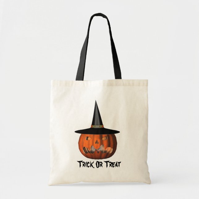 Pumpkin Witch Hat Halloween Cute Tote Bag (Front)