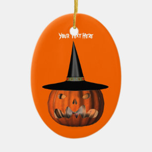 Pumpkin Witch Hat Halloween Ornament